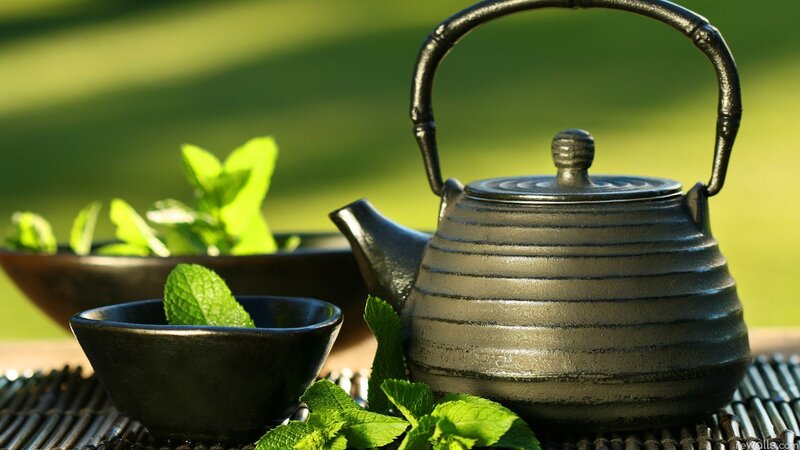 Cast Iron Teapot with Mint — Green