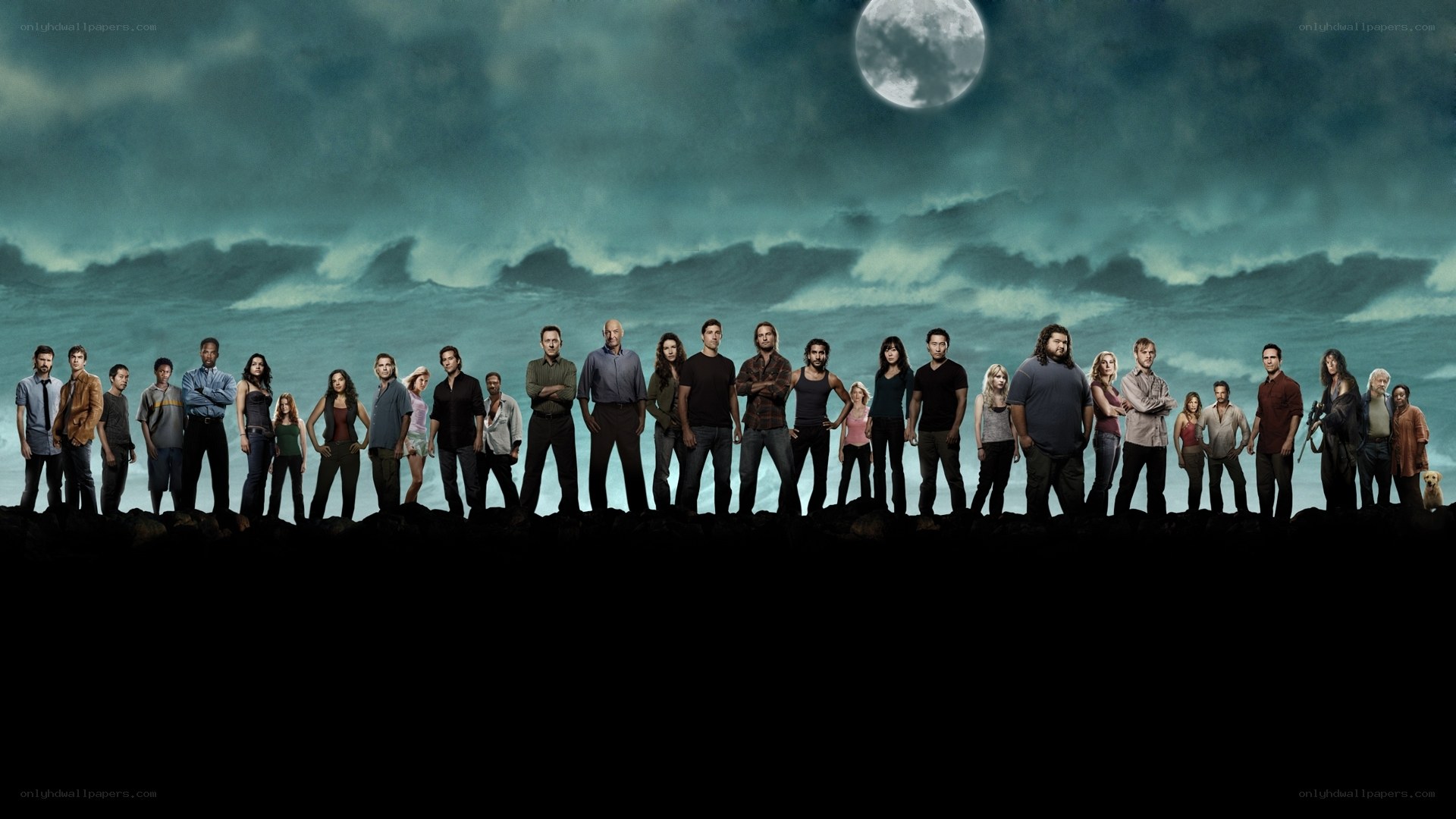 cast lineup under moonlit sky