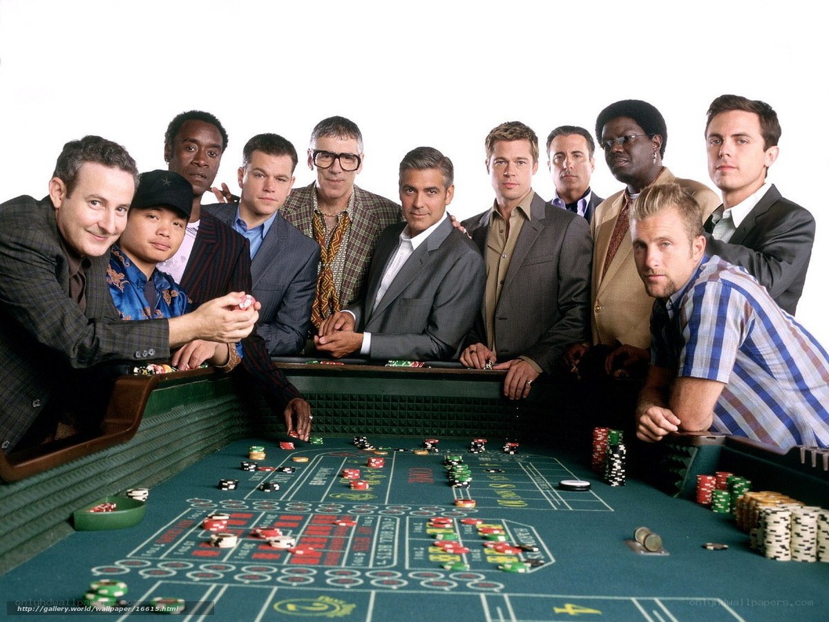 Cast of Ocean's Eleven at a casino table