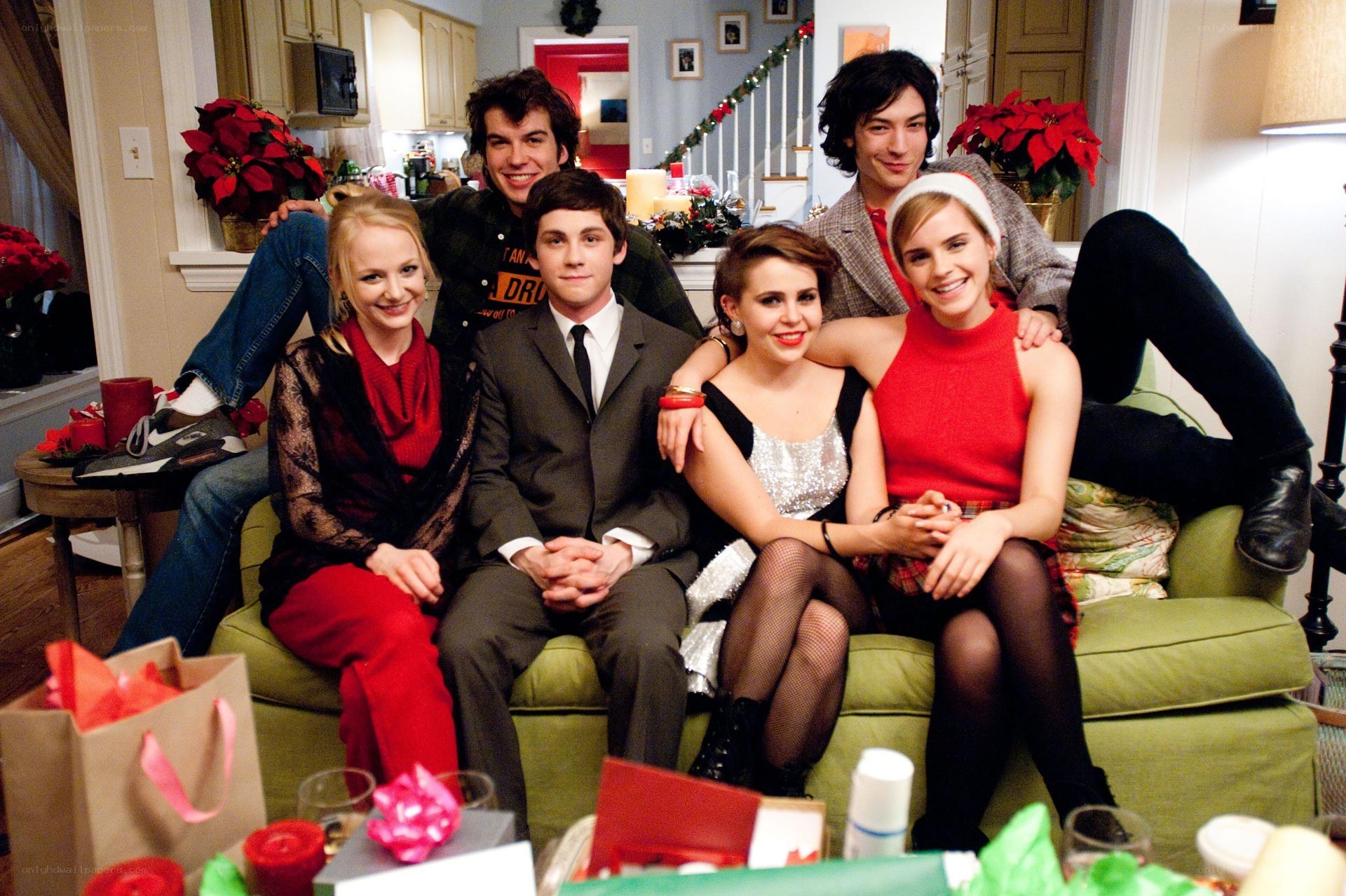 Cast on a green couch