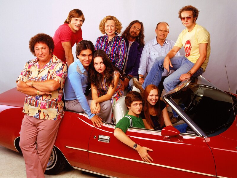 Cast Posing with Car — Red