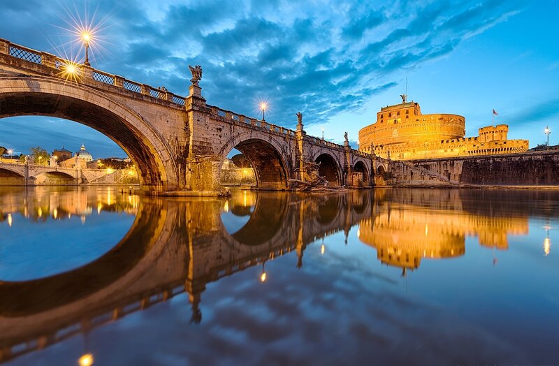 Castel Sant'Angelo and Bridge — Blue, Dramatic, Night