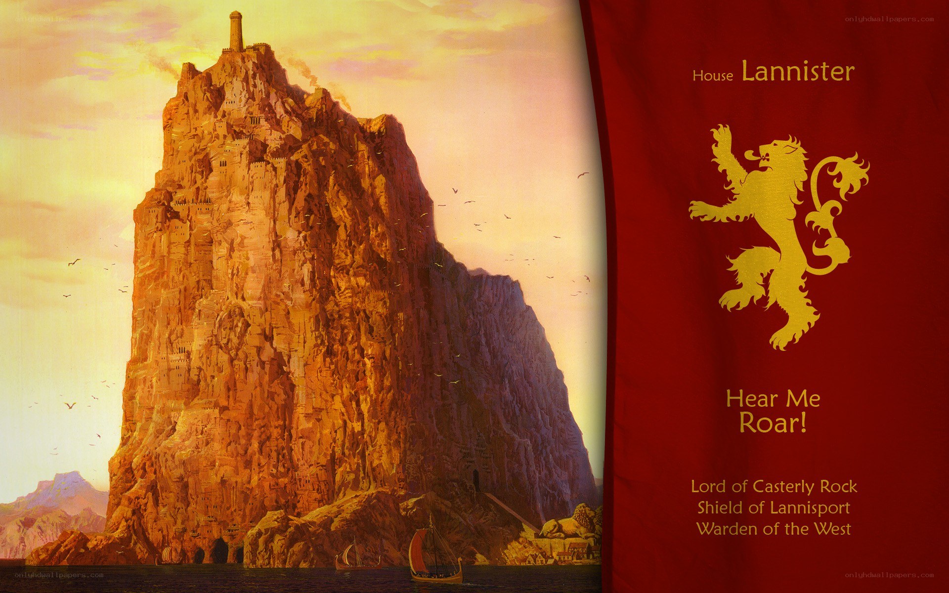 Casterly Rock and Lannister banner