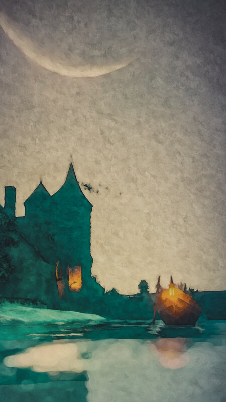 Castle and Boat at Night