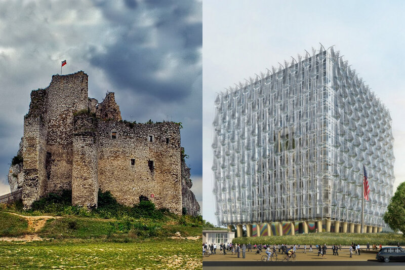 Castle and Modern Building
