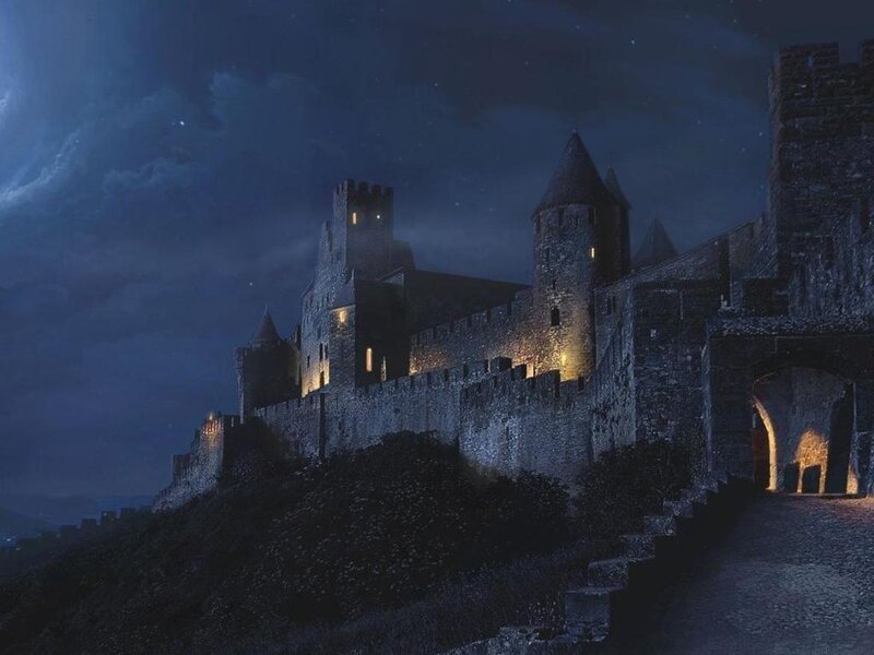 Castle at Night — Blue, Dramatic