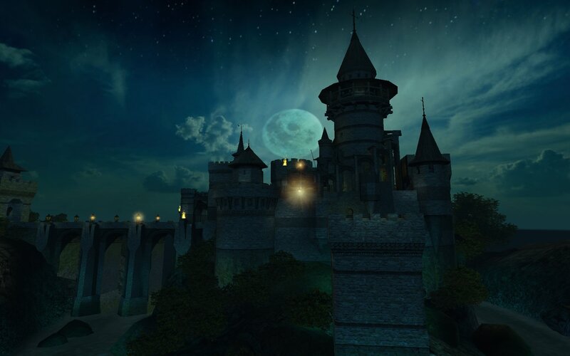 Castle at Night — Blue
