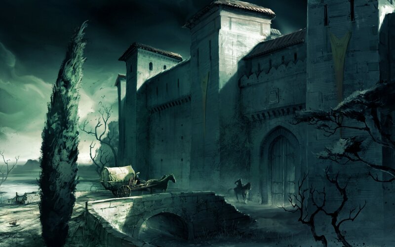Castle at Night — Green, Dark
