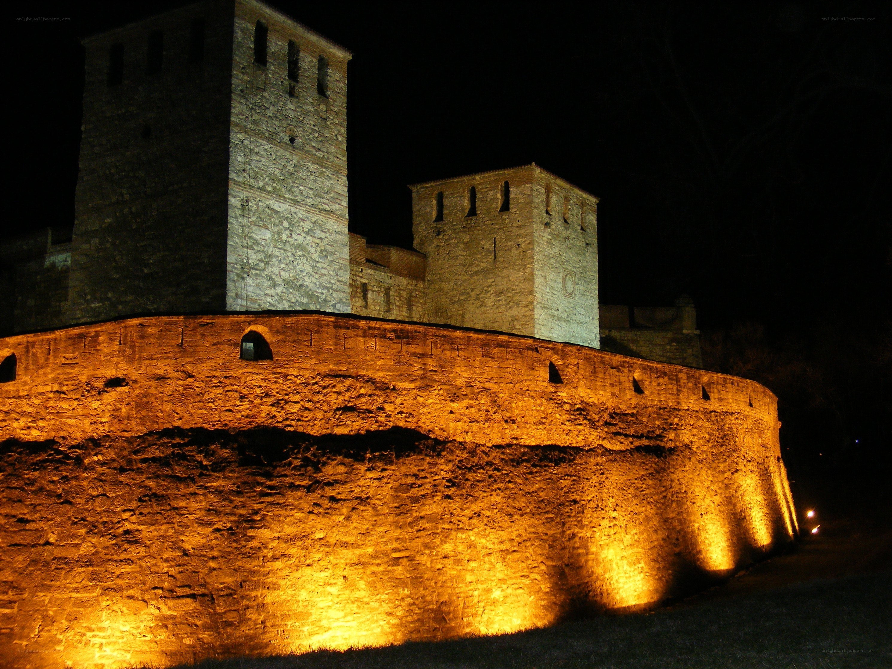 castle at night illuminated