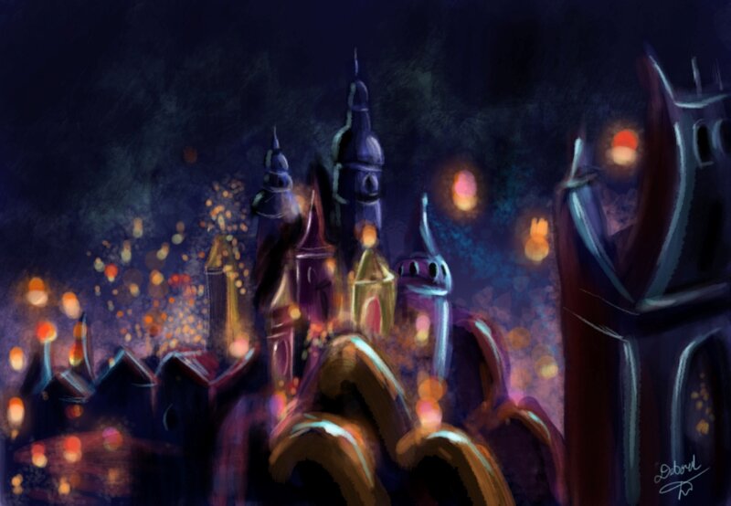 Castle at Night — Purple, Magical