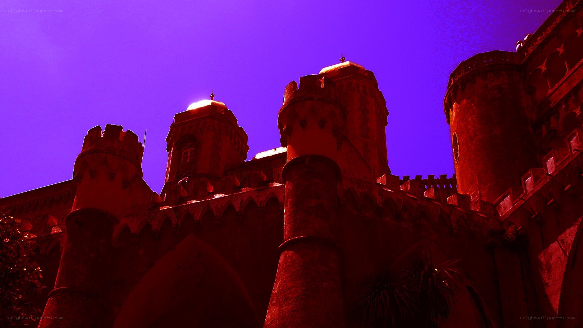 castle at purple sunset