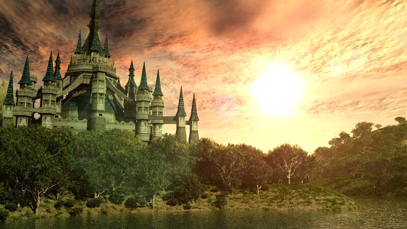 castle at sunset