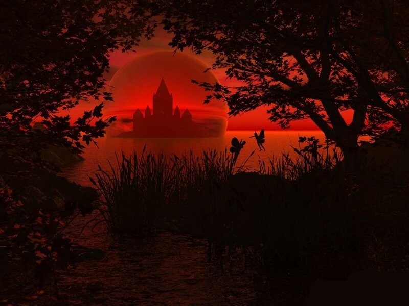 castle at sunset