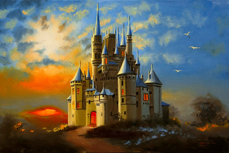 Castle at Sunset — Blue