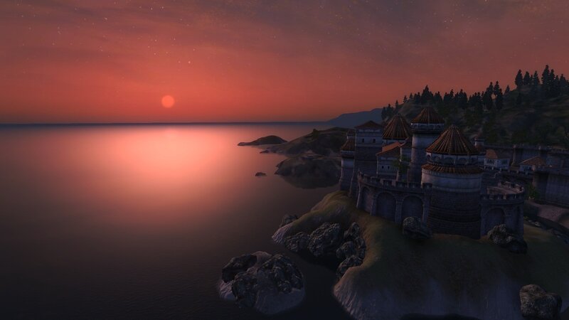castle at sunset by the sea