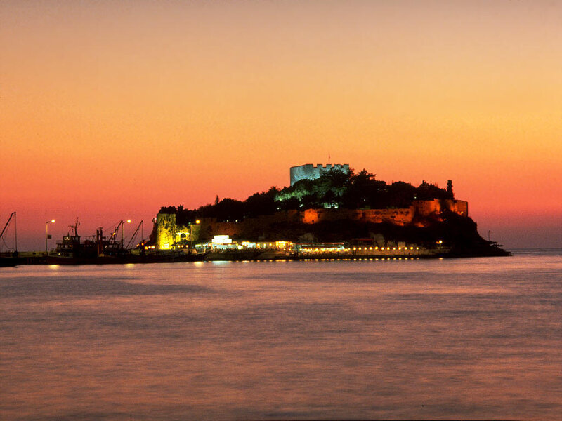 castle at sunset by the sea