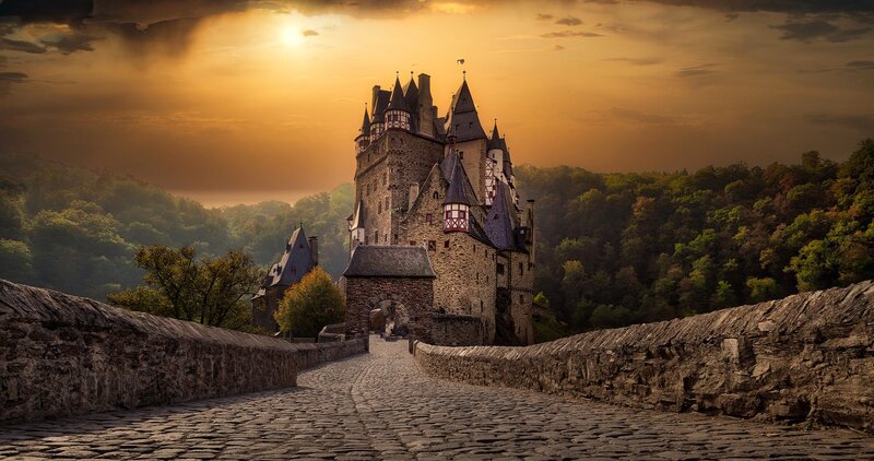 Castle at Sunset — Orange, Dramatic, Photograph