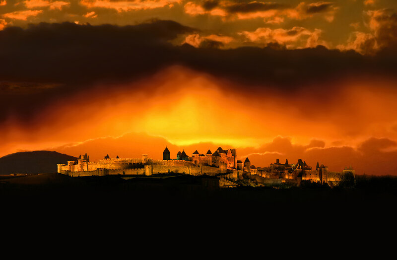 Castle at Sunset — Orange, Dramatic