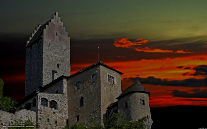 castle at sunset