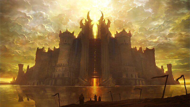 Castle at Sunset — Yellow, Dramatic