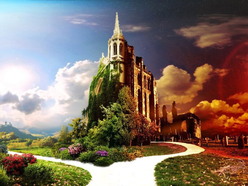 Castle at the crossroads of day and night