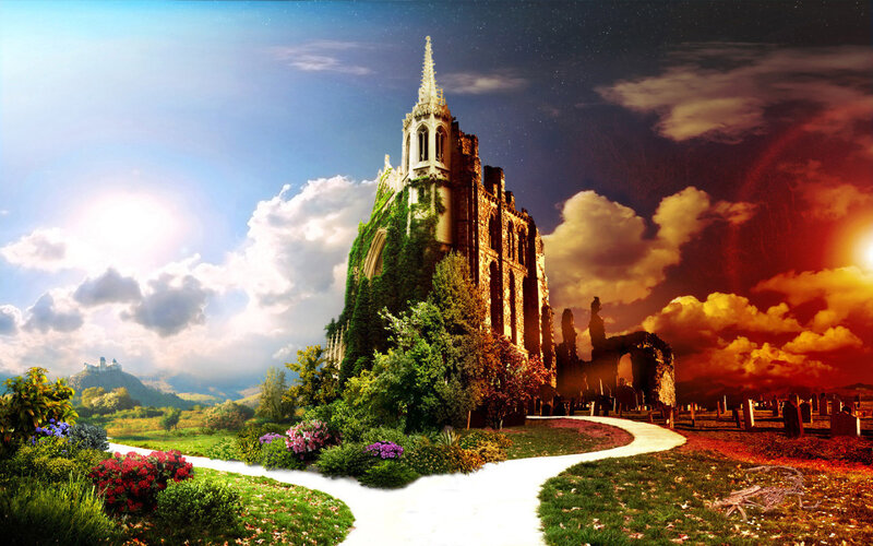 Castle at the crossroads of day and night