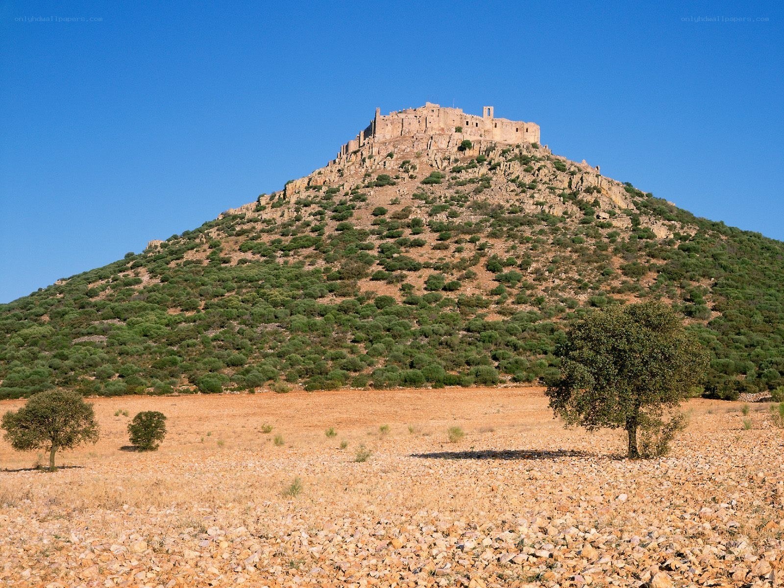 Castle atop a hill in Spain