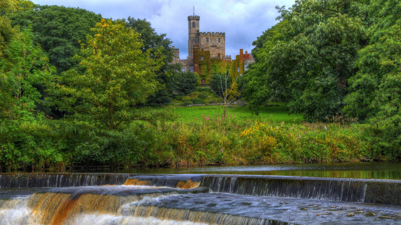 Castle Behind Waterfall — Green