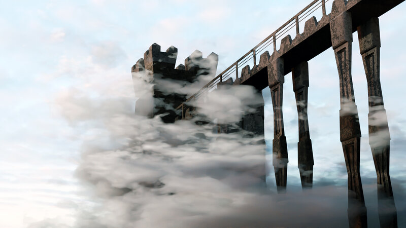 Castle Bridge in Clouds — Gray