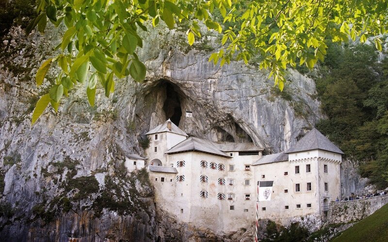 castle built into a cave