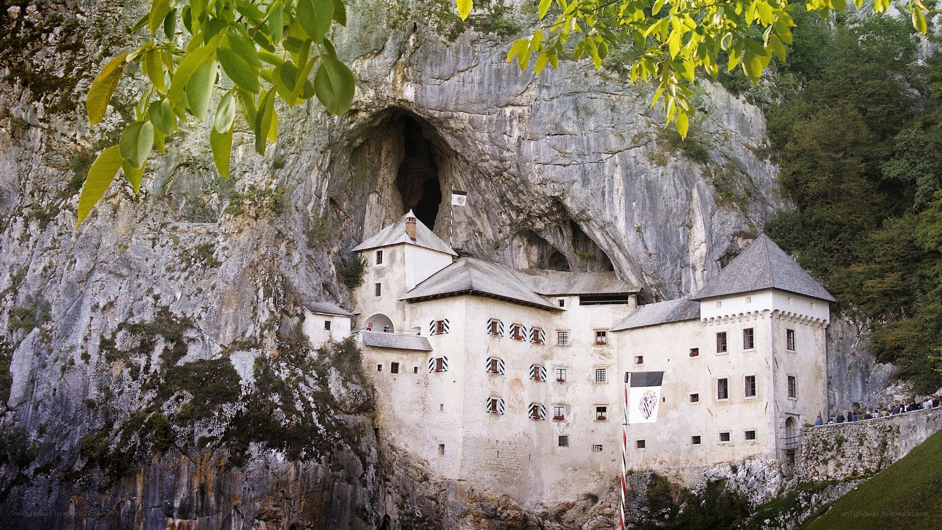 castle built into a cave