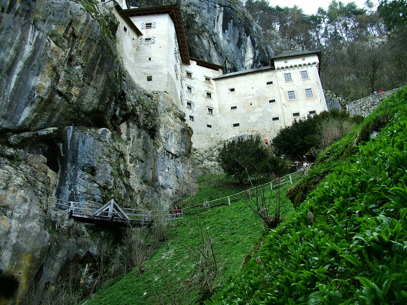 castle built into a cliff