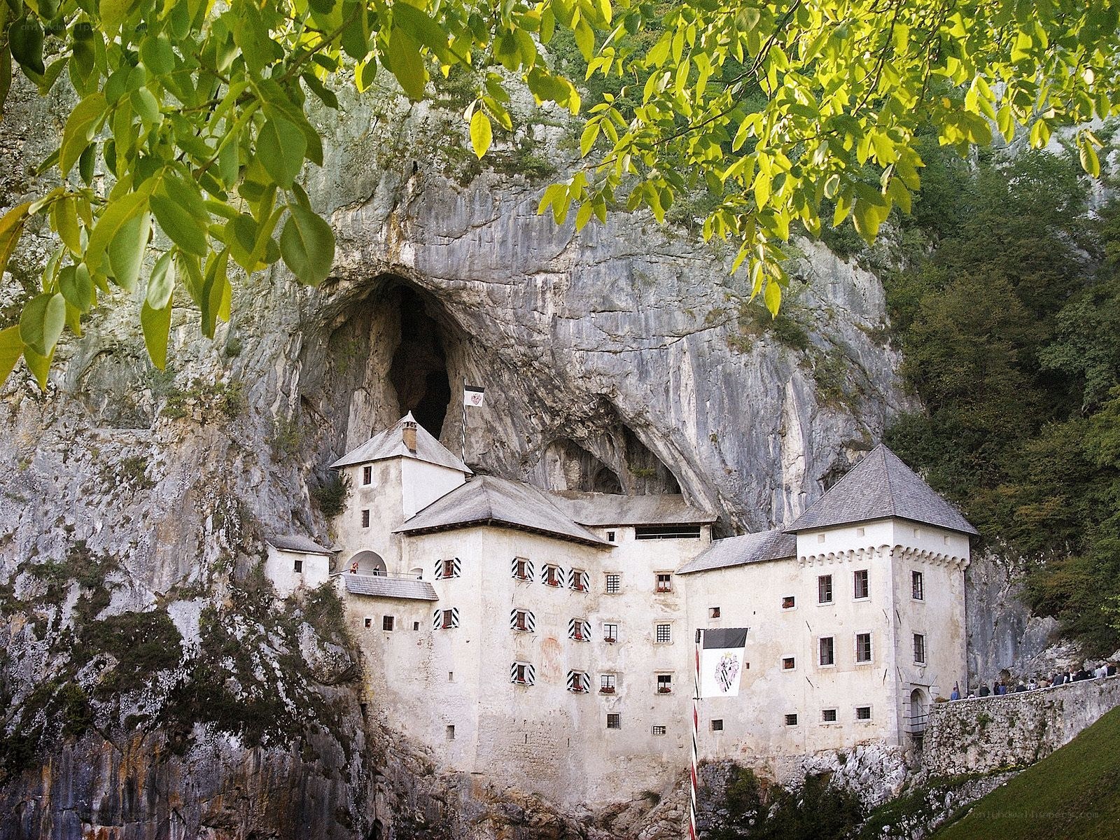 castle built into a cliff