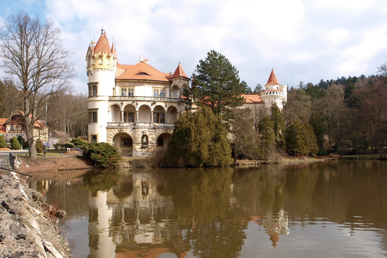 castle by a lake