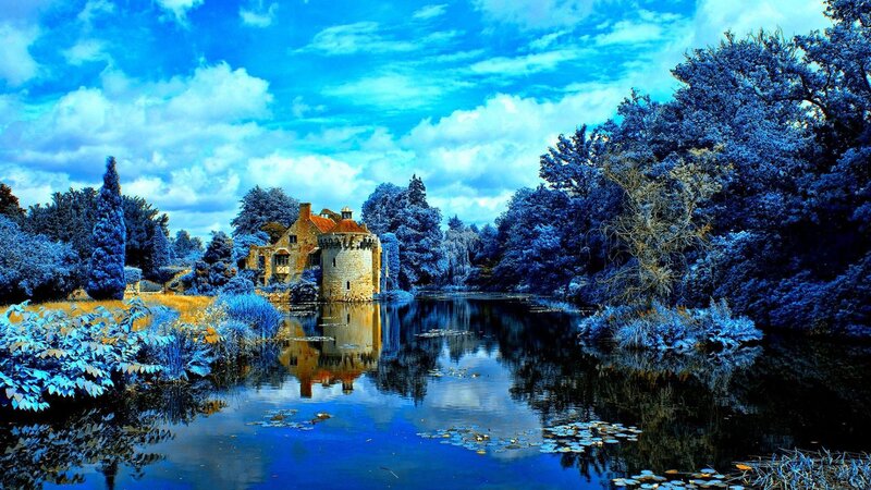 Castle by a Lake — Blue, Serene, Afternoon