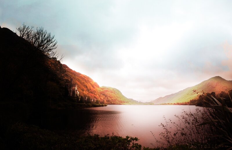 Castle by a Lake — Blue, Serene, Sunset