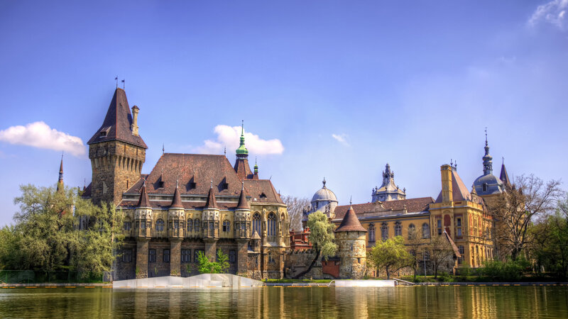 Castle by a Lake — Blue, Serene