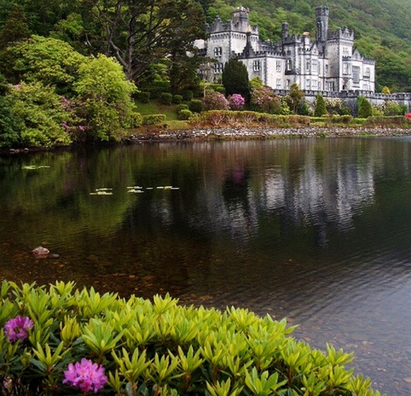 Castle by a Lake — Green, Serene, Spring, Photograph