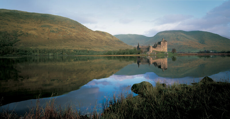 Castle by a lake in Scotland