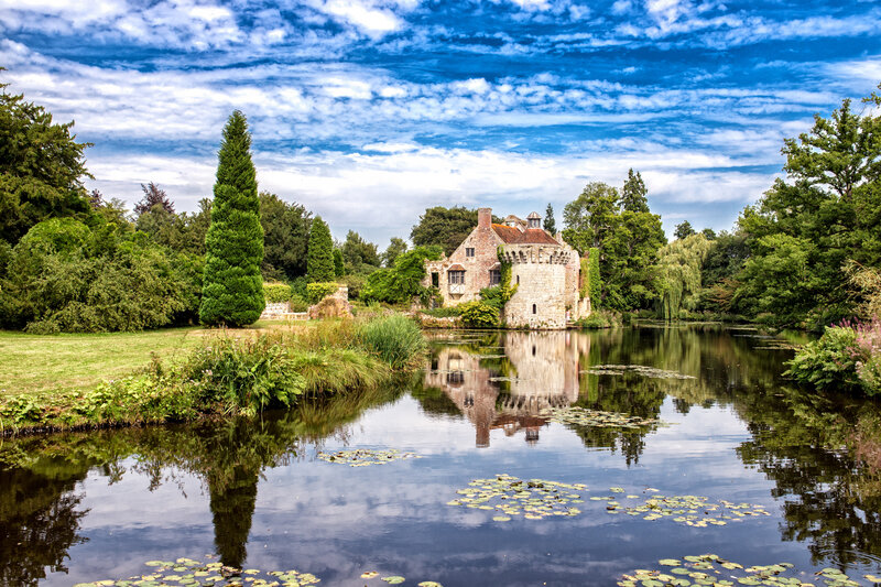 Castle by a Pond — Blue, Serene