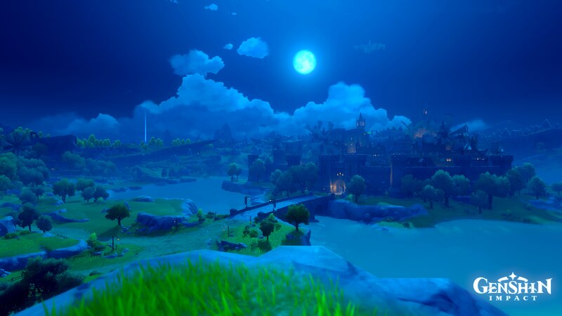 Castle by a River at Night