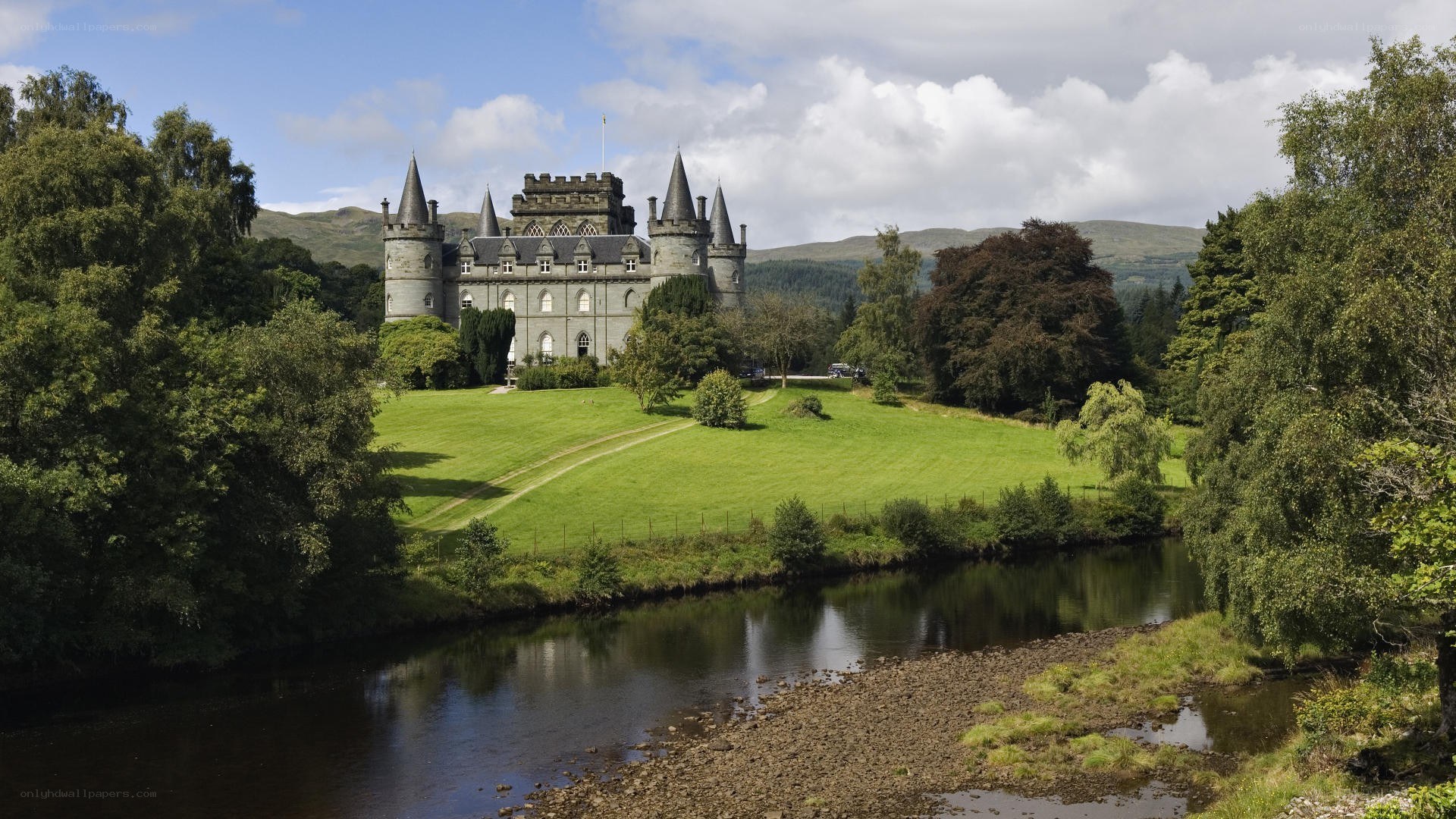 castle by a river in Scotland