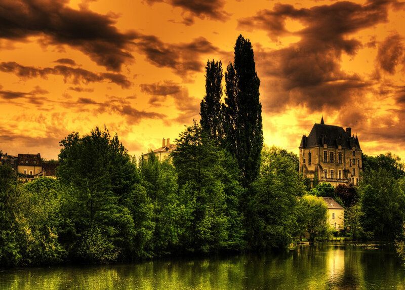 Castle by a River — Orange