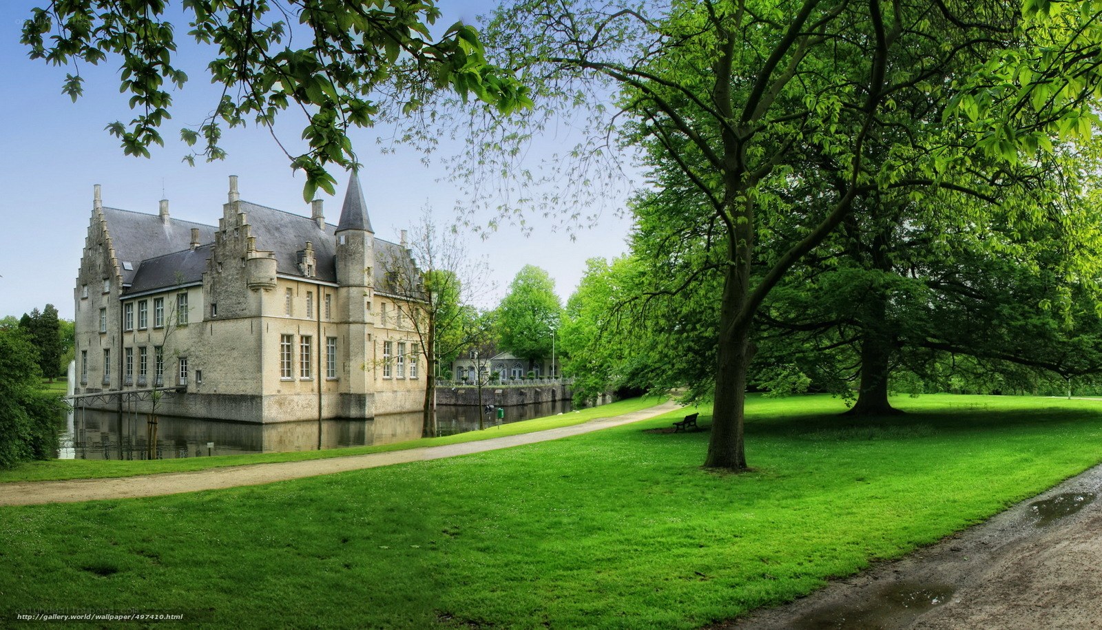 Castle by a serene park