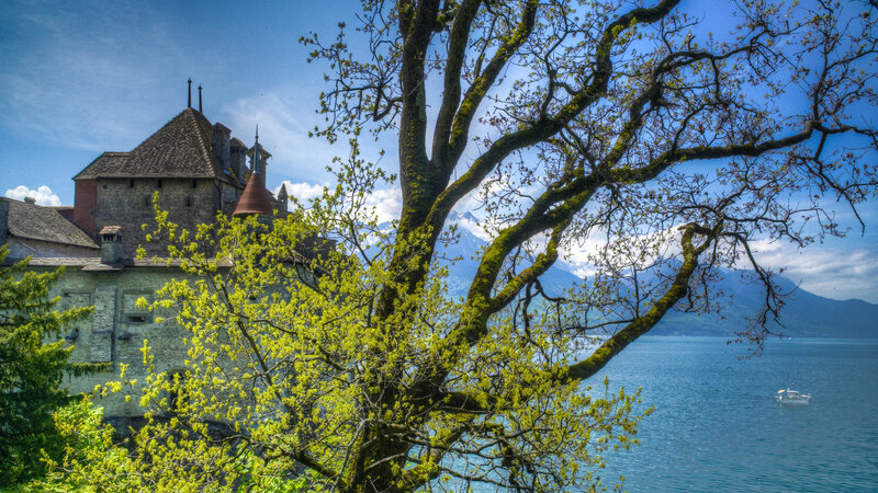 Castle by Lake — Blue