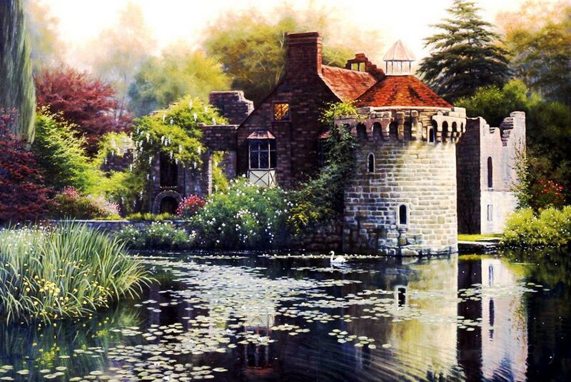 Castle by Pond — Green
