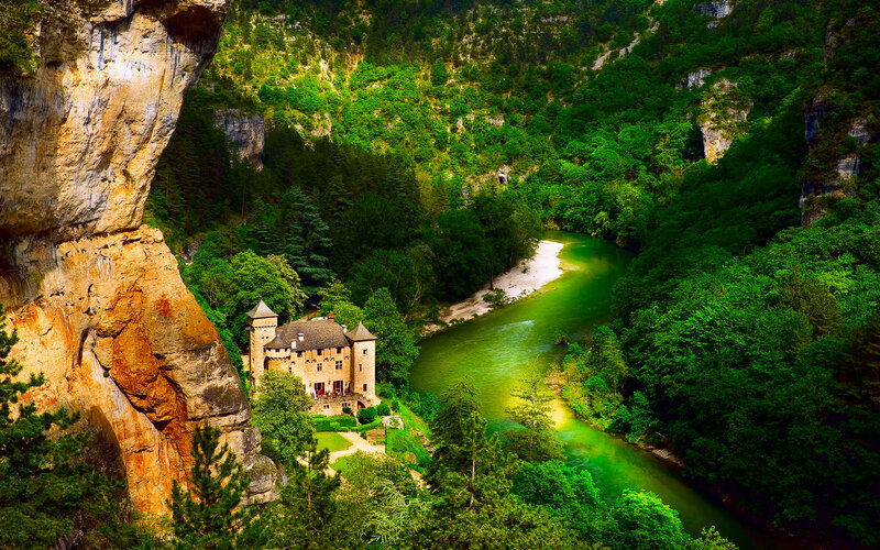 Castle by River Canyon — Green