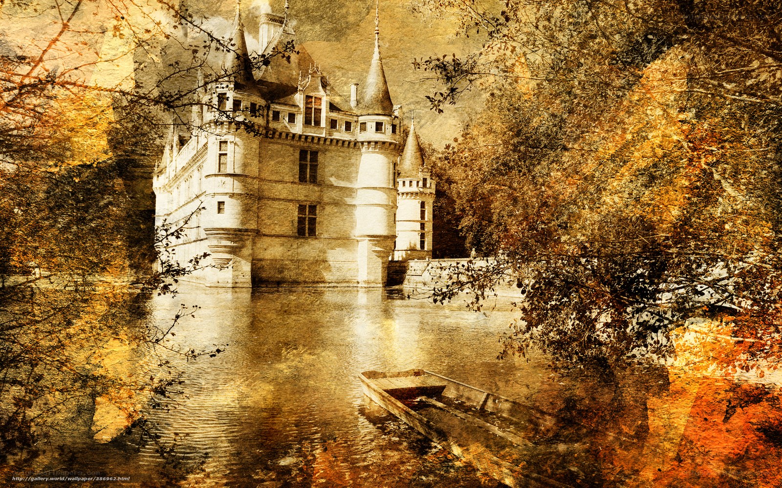 Castle by the lake in autumn