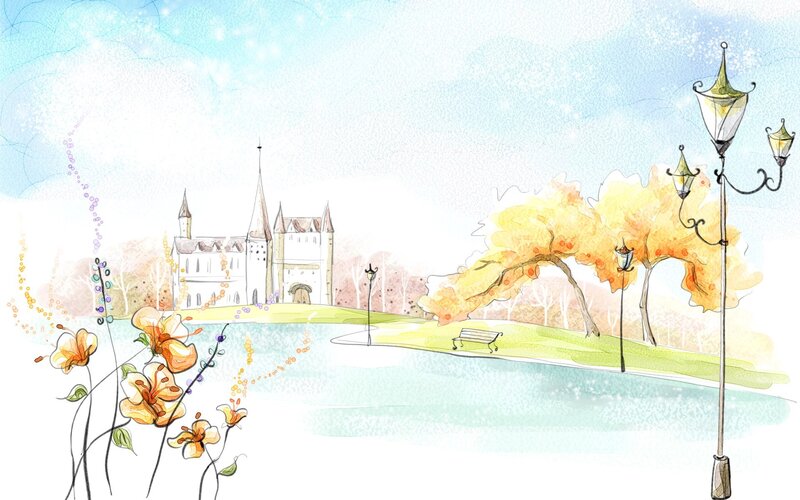 Castle by the lake in autumn