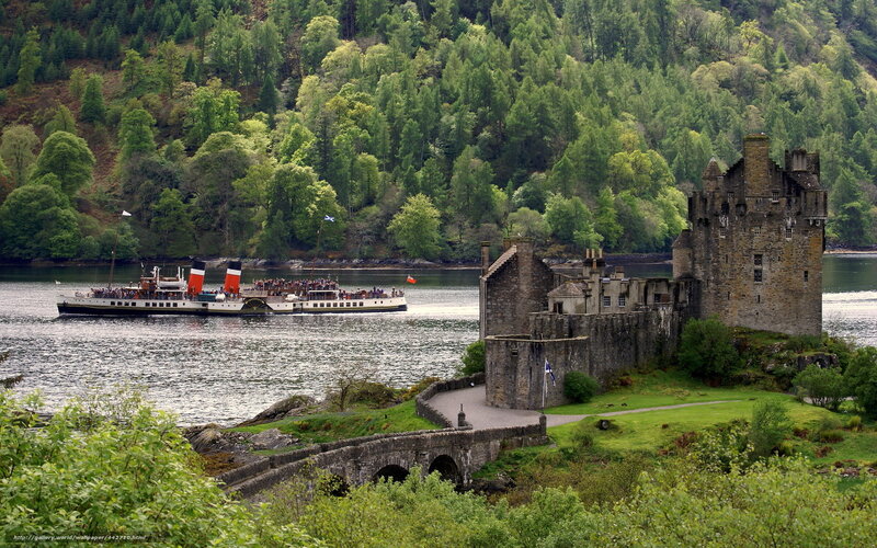 Castle by the lake with a boat